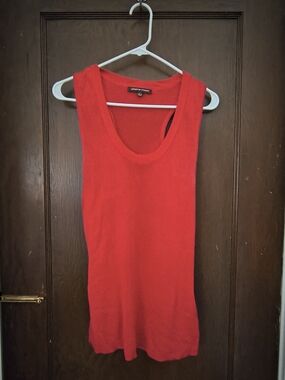 Adrienne Vittadini Vibrant Red Mesh Scoop Tank